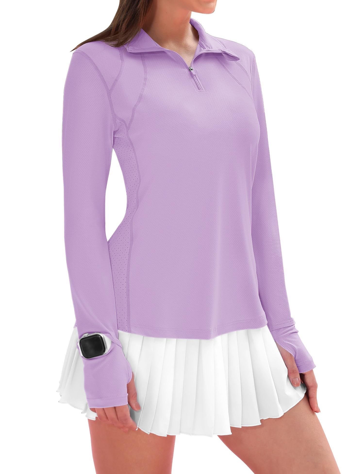 Sun Shirts Ieccp Femininas De Manga Comprida Upf 50+ Roxas Tamanho M