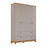 Guarda Roupa Infantil Mdf 4 Portas 4 Gavetas Puxadores Madeira Maçica Biscoito Permobili Fendi/nature