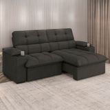 Sofá 3 Lugares Luizzi Besthouse Liverpool Slim Com Assento Retrátil E Reclinável, Revestido Em Suede - 210cm De Largura