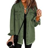 Jaqueta Jeans Vetinee Oversized Boyfriend Elm Green Para Mulheres
