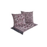 Kit Xale Para Sofá Com Franja Grécia 5 Peças 1,35m X 1,35m 60% Algodão - 40% Poliéster Tecido Jacquard - Vinho
