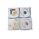 1 Fralda De Pano Azul Bordado Quadriculado 70x70cm Crochê
