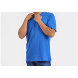 Camiseta Masculina Básica De Algodão Azul Tamanho Gg