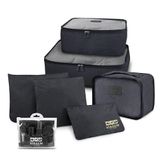 Kit Organizador De Malas + Frascos De Viagem 7 Peças Preto