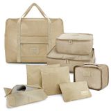 Kit Organizador De Malas 6 Peças + Bolsa Dobrável + Bolsa Porta Sapatos Bege