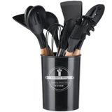 Kit Utensílios Cozinha 12 Peças Silicone Antiaderente (preto)