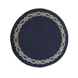 Lugar Americano Redondo Em Tecido Poli-linho Ricamo 40cm Auguri Casa Truly Azul