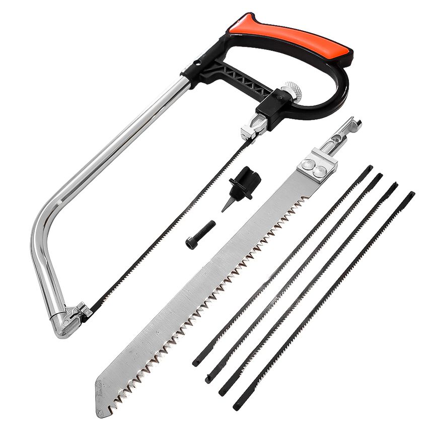 Kit Completo Arco Serra Mini Serrote Multifuncional Ajustável 7 Peças Serra Tico Tico P/ Reparos Artesanato Manutenção - imagem 3