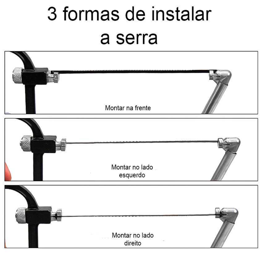 Kit Completo Arco Serra Mini Serrote Multifuncional Ajustável 7 Peças Serra Tico Tico P/ Reparos Artesanato Manutenção - imagem 5