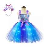 Fantasia Infantil Vestido Sereia Azul Com Tiara G