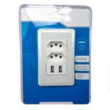 Parede Tomada Universal Usb Dupla Branco Bivolt