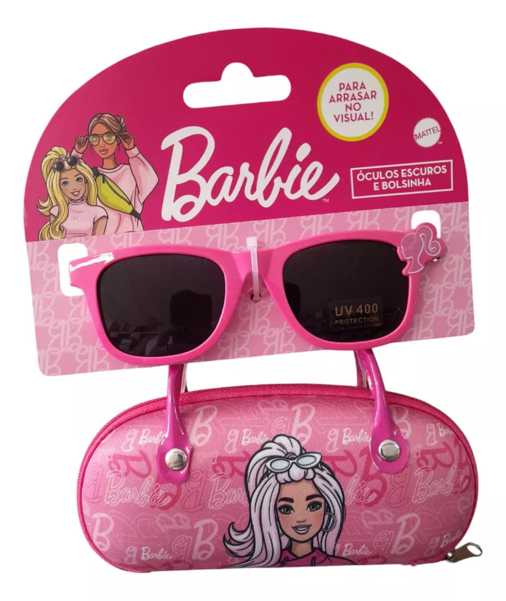 Óculos De Sol Infantil Barbie Proteção Uv Com Bolsa