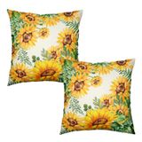 Capas De Travesseiro Wnoesat Sunflower 60x60cm, Conjunto De 2 Misturas De Algodão