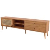 Rack Para Sala De Estar Tv 60 Pol Porta Tela Natural 220cm Core D03 Freijó - Lyam Decor