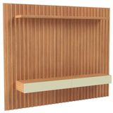 Painel Ripado Para Tv 65 Pol 2 Gavetas 223cm Baraka D03 Freijó Off White - Lyam Decor