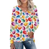 Camisa Aceshion Feminina De Manga Comprida Bunny Eggs Holiday Party
