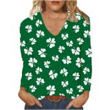 Camisa Estampada Shamrock Aceshion Do Dia De São Patrício Para Mulheres