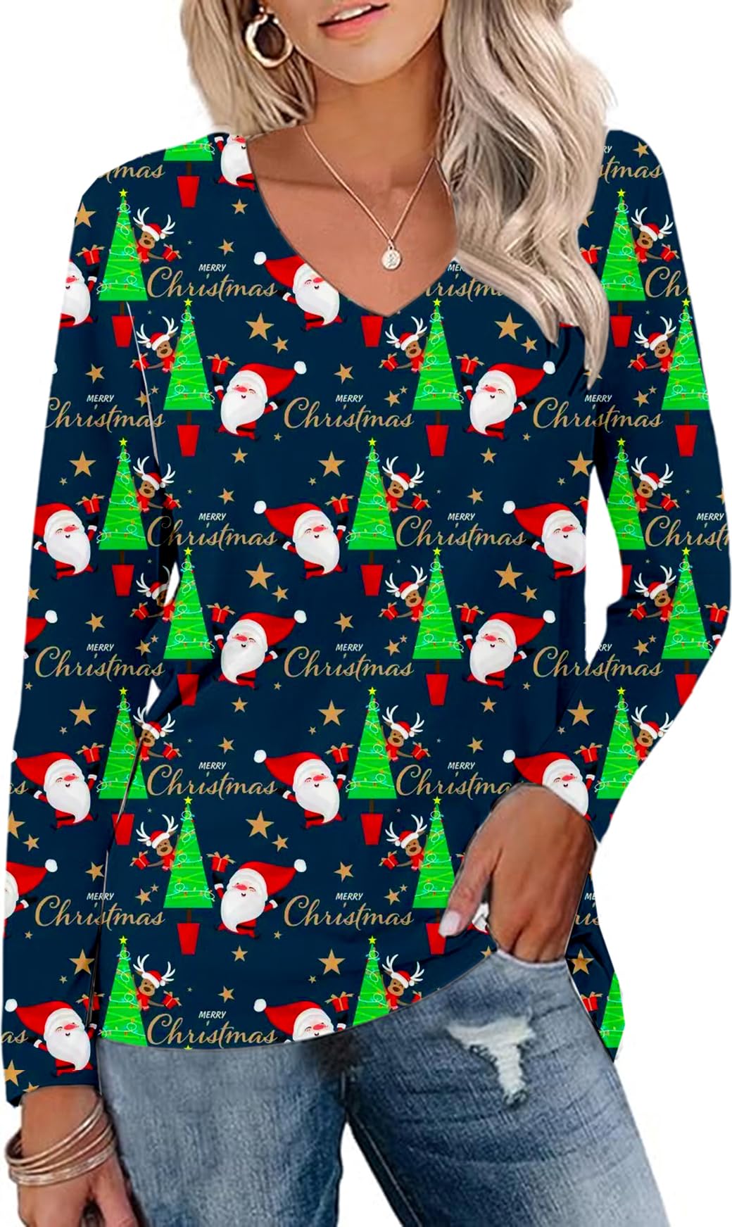Camiseta Aceshion Ugly Christmas Femininas Árvores De Natal