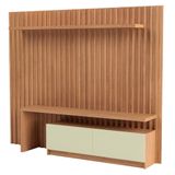 Rack Para Sala Com Painel Ripado Para Tv 65 Pol Troya D03 Freijó Off White - Lyam Decor