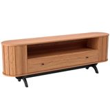 Rack Para Sala De Estar Tv 60 Pol Orgânico 180cm Penina D03 Freijó Preto Fosco - Lyam Decor