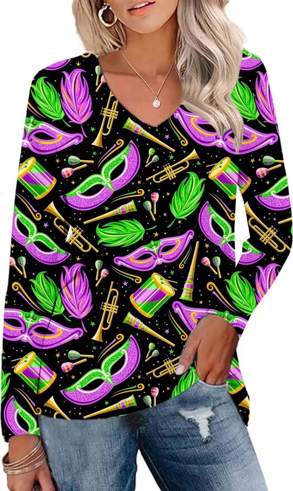 Camiseta Feminina Aceshion Mardi Gras Fat Tuesday New Orleans