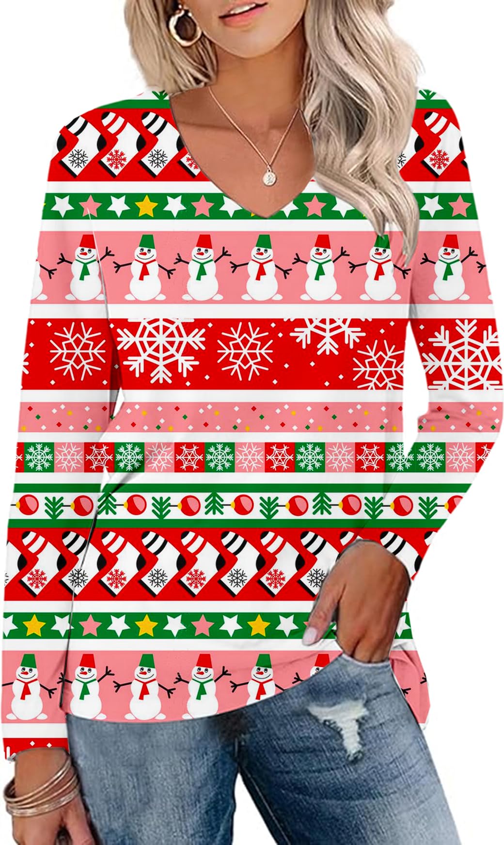 Camiseta Aceshion Ugly Christmas Femininas Árvores De Natal
