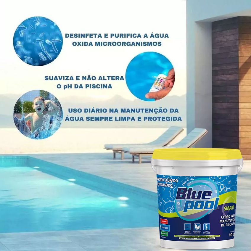 Cloro Piscina 10kg Ativo Granulado Balde Bluepool Fluidra - imagem 4