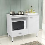 Balcão Cozinha Cooktop Blane 105cm Com 1 Porta E 1 Gaveta Branco