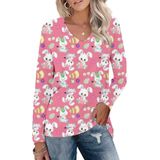 Camisa Aceshion Feminina De Manga Comprida Bunny Eggs Holiday Party