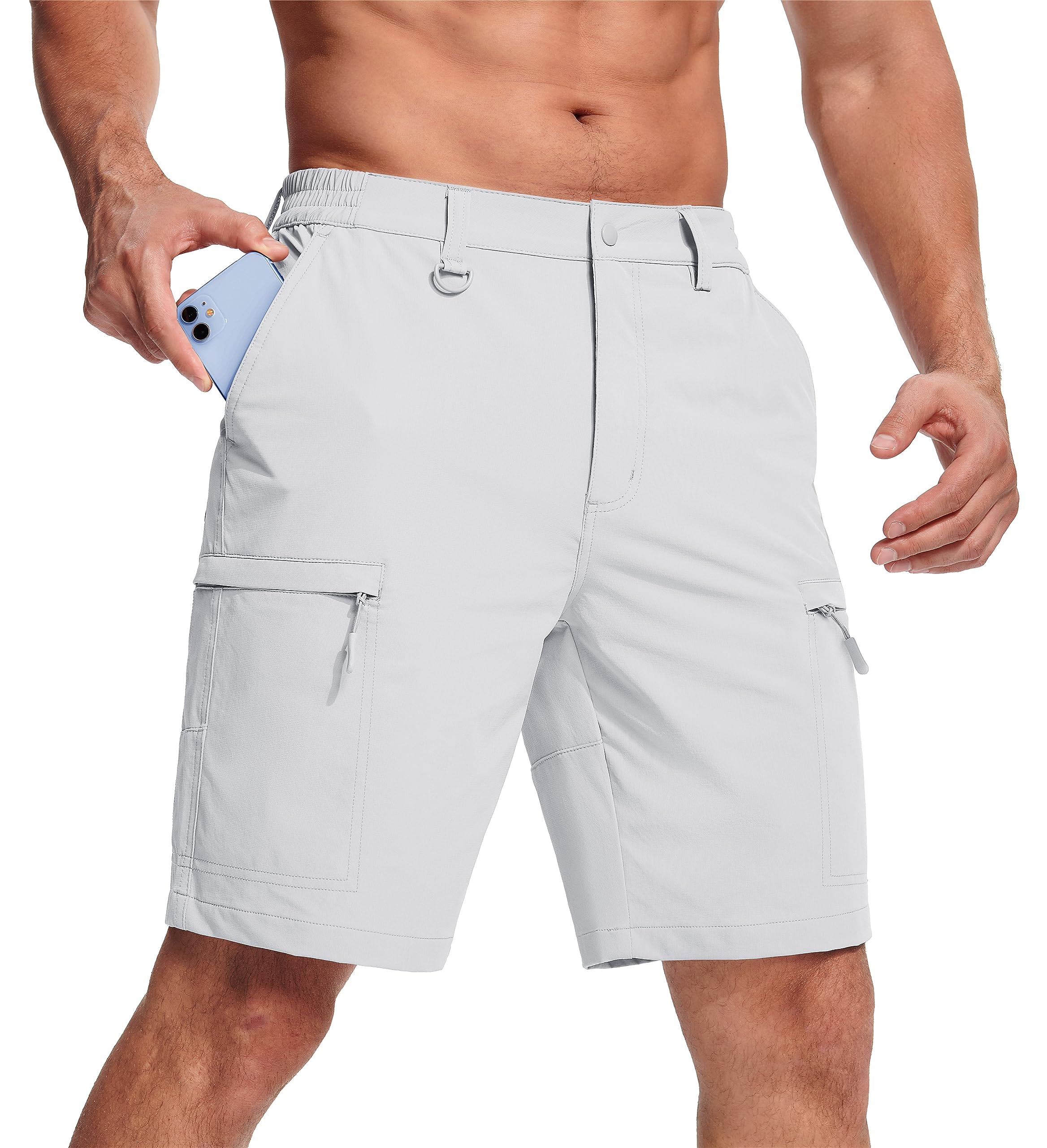 Shorts Magcomsen White Cargo Hiking, De Secagem Rápida, Resistentes À Água