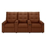 Poltrona Do Papai Reclinável Sala De Cinema Barcelona Glider Manual Giratória Usb Pu Caramelo G23