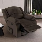 Poltrona Do Papai Reclinável Sala De Cinema Barcelona Glider Manual Giratória Usb Pu Marrom G23