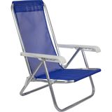Cadeira De Praia Alumínio Retrátil 4 Posições Lazy Bel (sannet) Azul Marinho