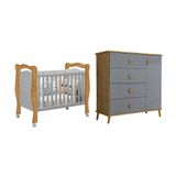 Conjunto Comoda Jujuba E Berço Mini Cama Alvin Nature Cinza
