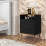 Mesa De Cabeceira Lotus Em Mdf 2 Gavetas Preto Jequiba