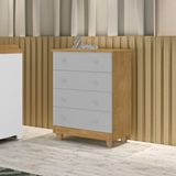 Comoda Lara 4 Gavetas Em Mdf Nature Cinza