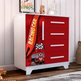 Comoda Infantil Personagens Organizadora 4 Gavetas 1 Porta - Vermelho