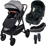 Carrinho De Bebe Com Bebe Conforto Base Passear Baby Apolo Cinza