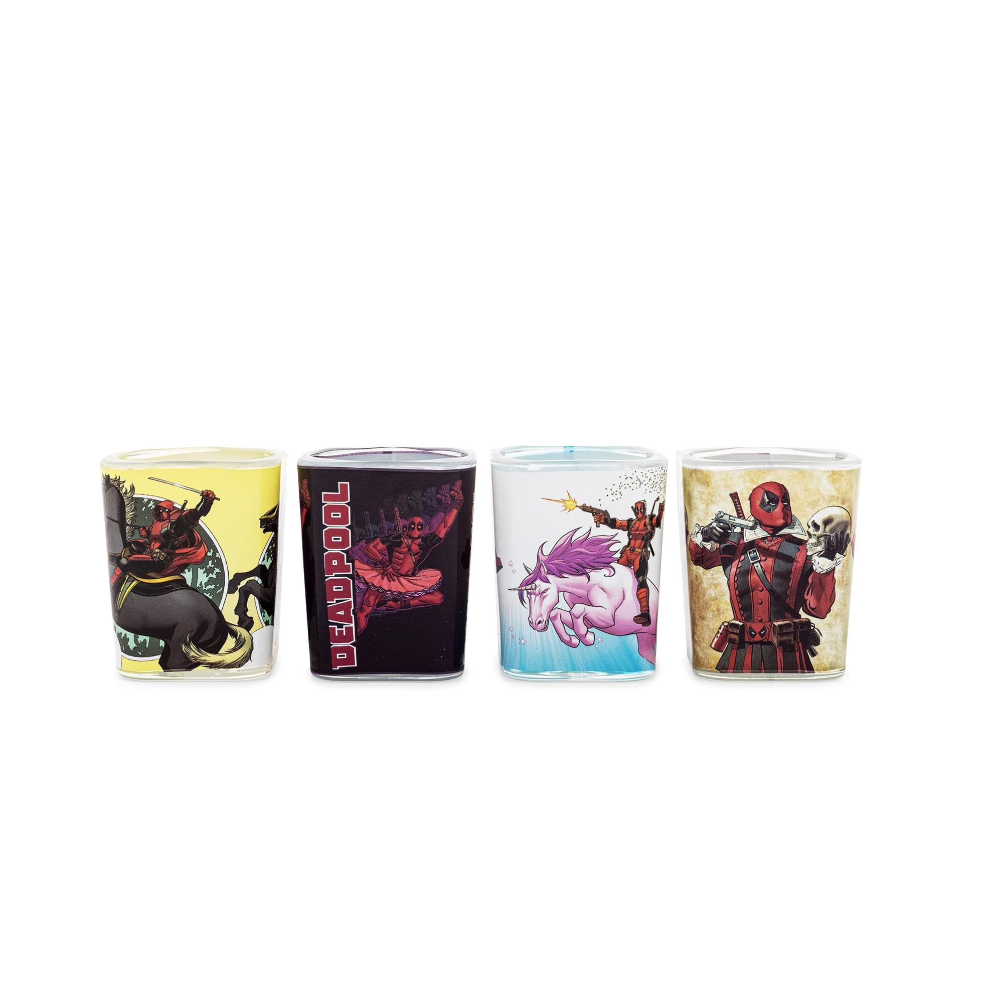Copos Mini Shot Silver Buffalo Marvel Deadpool 60 Ml, Pacote Com 4