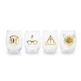 Copos De Vinho Sem Haste Toynk Harry Potter Icons 600 Ml, Conjunto De 4
