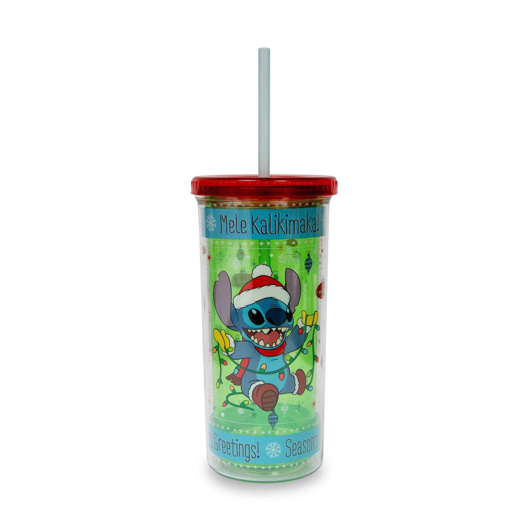 Copo Silver Buffalo Disney Lilo &amp; Stitch 600 Ml Com Canudo