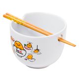 Taça De Arroz Com Macarrão Ramen De Cerâmica Sanrio Gudetama 600ml Com Pauzinhos