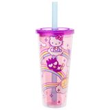 Copo Silver Buffalo Sanrio Hello Kitty 700 Ml Com Tampa E Canudo