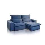 Sofá Retrátil E Reclinável York Luxo Linho 2.1m Jc Estofados Azul