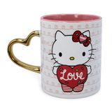 Caneca De Cerâmica Sanrio Hello Kitty Love Com Alça Em Forma De Coração