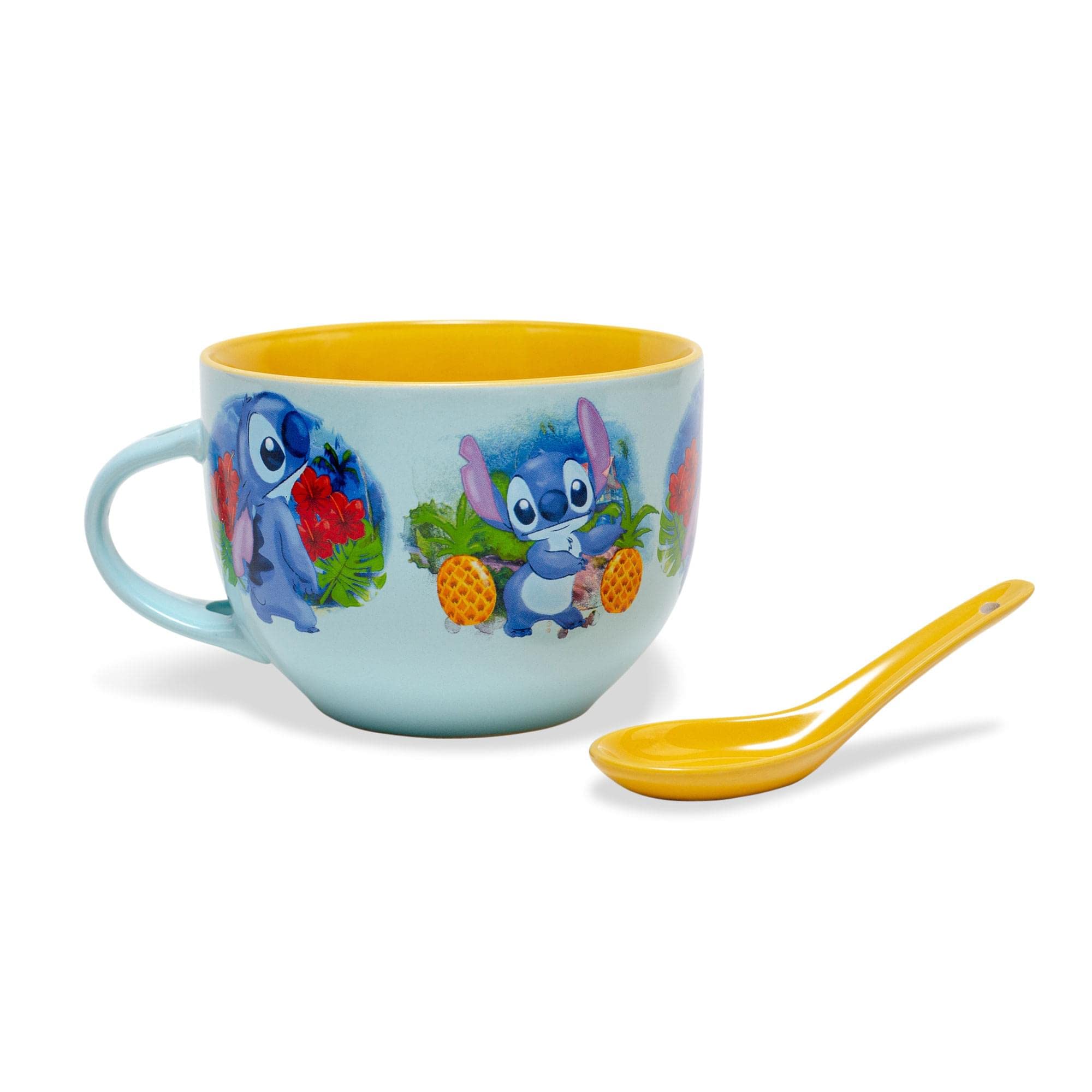 Caneca De Sopa Disney Lilo &amp; Stitch Ceramic 700ml Com Colher