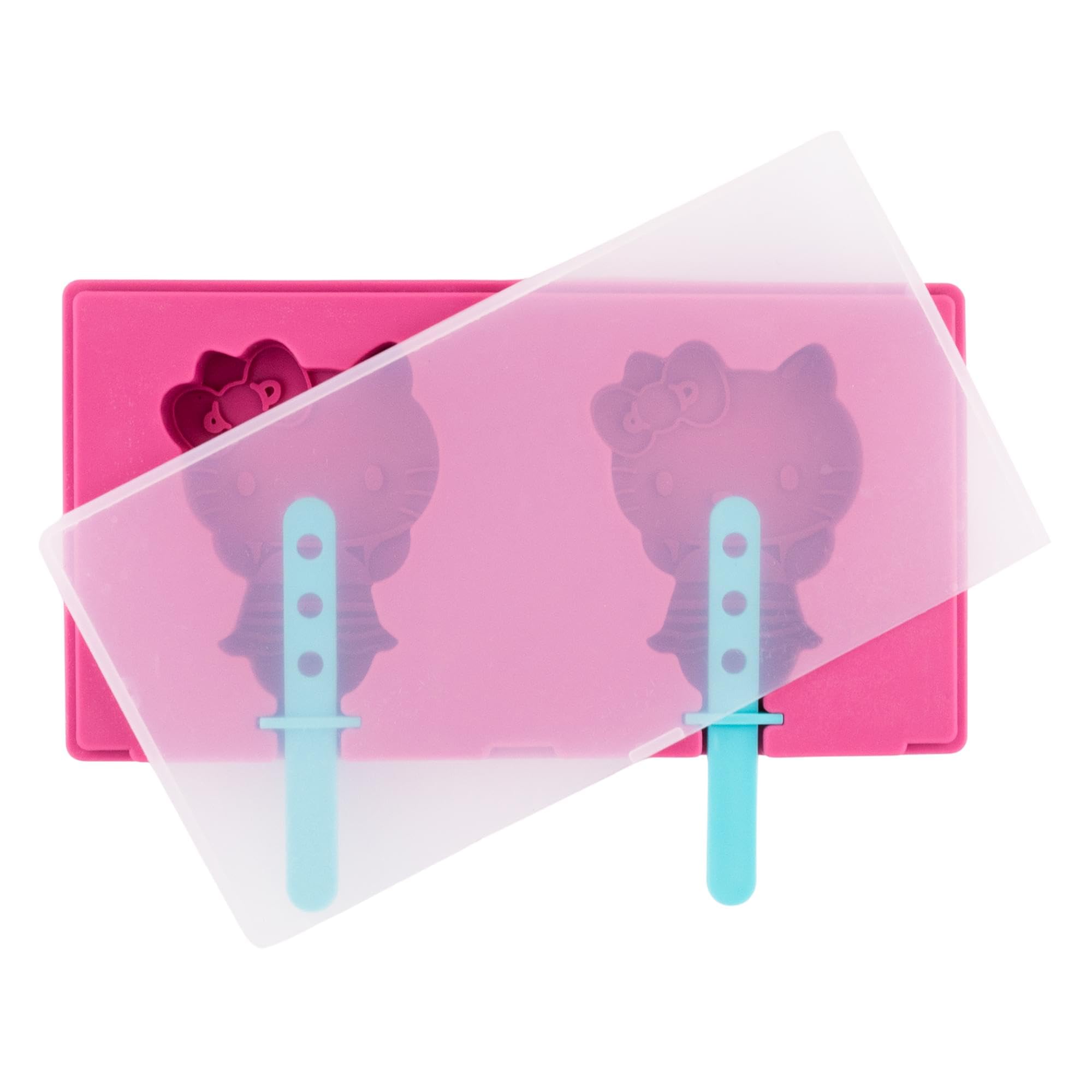 Molde Para Picolé Sanrio Hello Kitty Silicone Com Palitos De Plástico