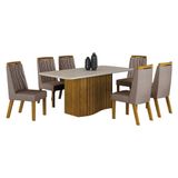 Mesa De Jantar Siena 180x90cm Freijó Off White Com 6 Cadeiras Freijó Joli Camurça - Leifer Móveis