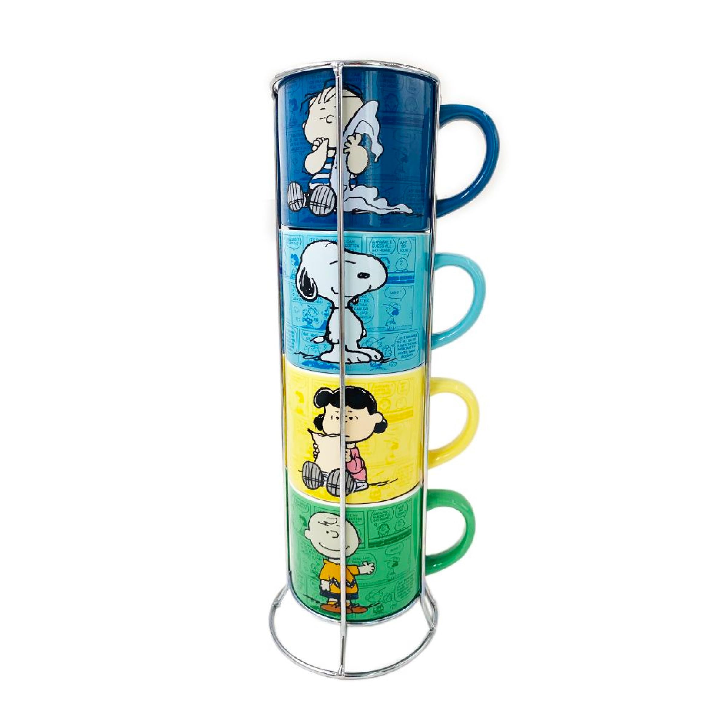 Caneca Silver Buffalo Peanuts Comic Strip, Pacote Com 4 Unidades, 300 Ml