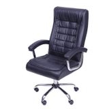 Cadeira Para Escritório Presidente Com Mola Ensacada Estofada Em Corino Oslo 3321 Or Design Preto/cromado